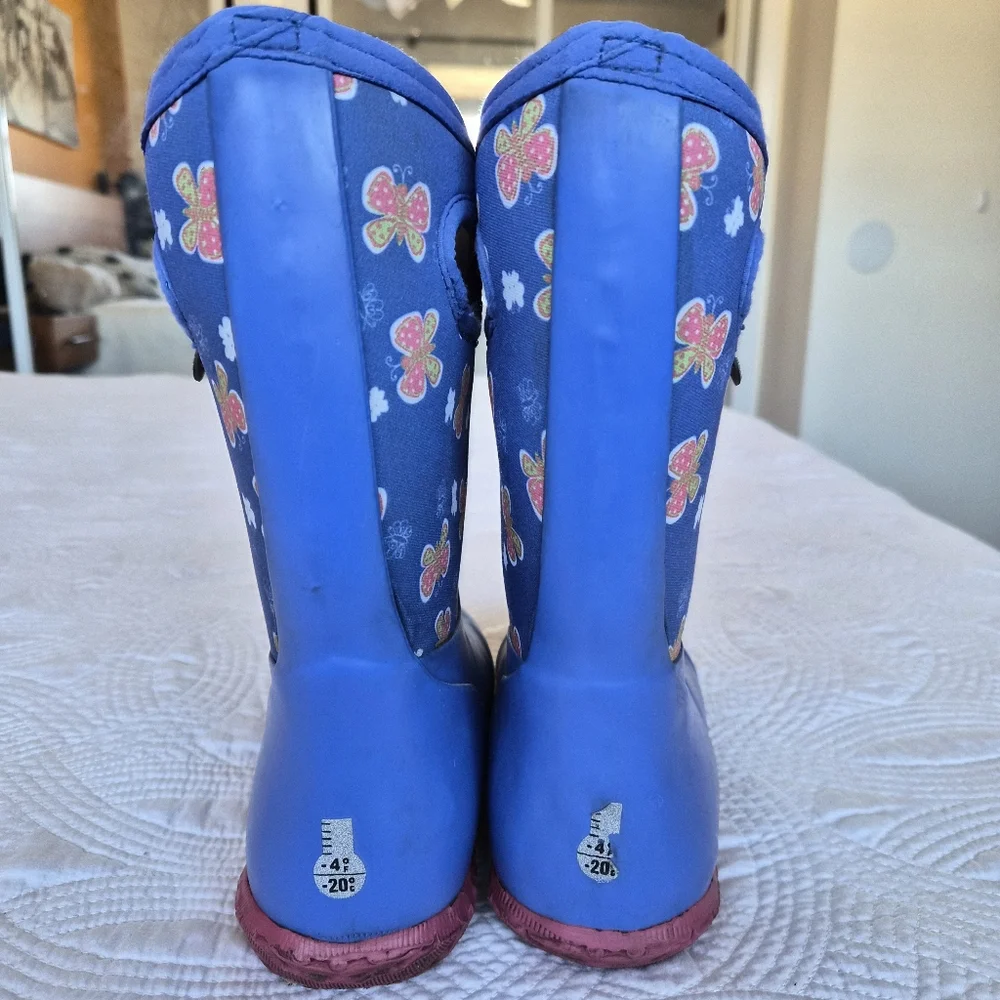 VGUC Bogs Durham Butterfly Kids Winter Waterproof Boots - Size 2
